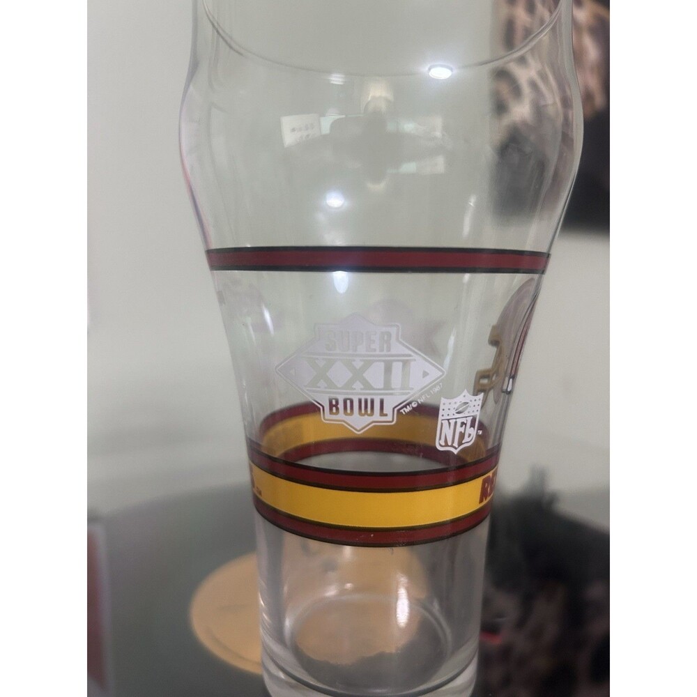 Vintage Washington Redskins NFL Superbowl XXVI 26 Coca Cola Glass Cup - Picture 2 of 5